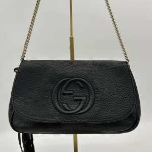 3-1422 Gucci Soho Long Flap Crossbody with Tassel - Black