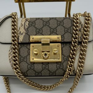 Gucci Padlock with Snakeskin trim and Gold Hardware -