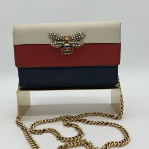 56- 1879 Gucci Faux Pearl Queen Margaret WOC -Red, White, and Blue