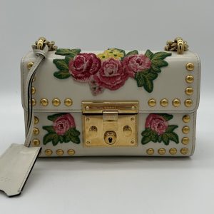 Gucci Pink Floral Padlock Gold Studded Bag Ser: 43xx82-52xx40 -