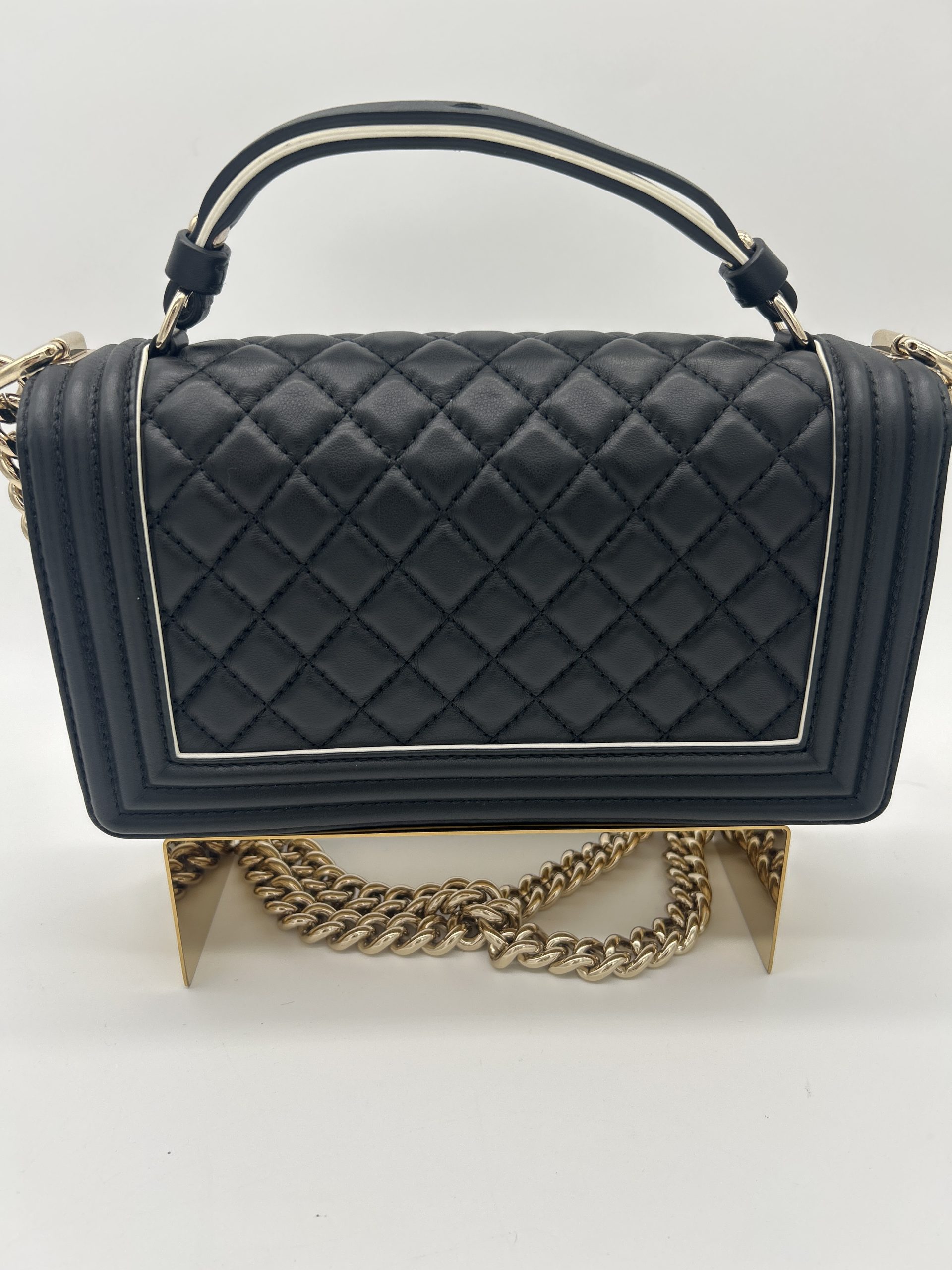 27xxxx79 Chanel Limited Edition Leboy Black Top Handle Black/White - Image 4
